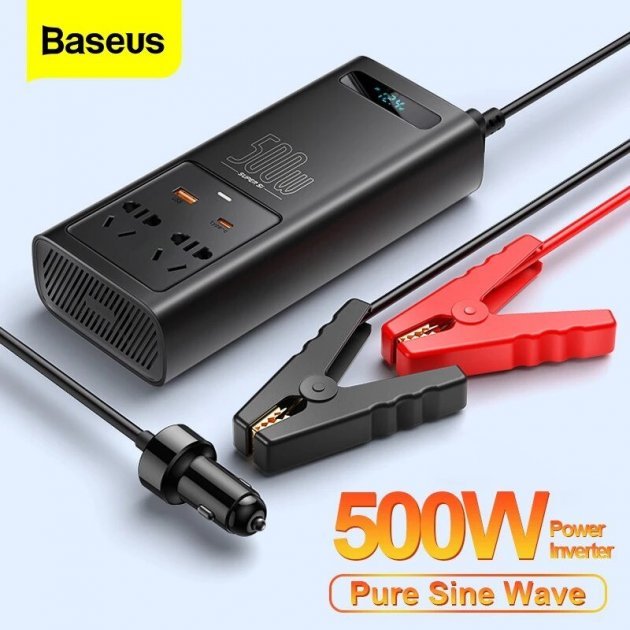 Baseus Super Si Power Inverter 500W (220V CN/EU ) Black - Baseus Pakistan