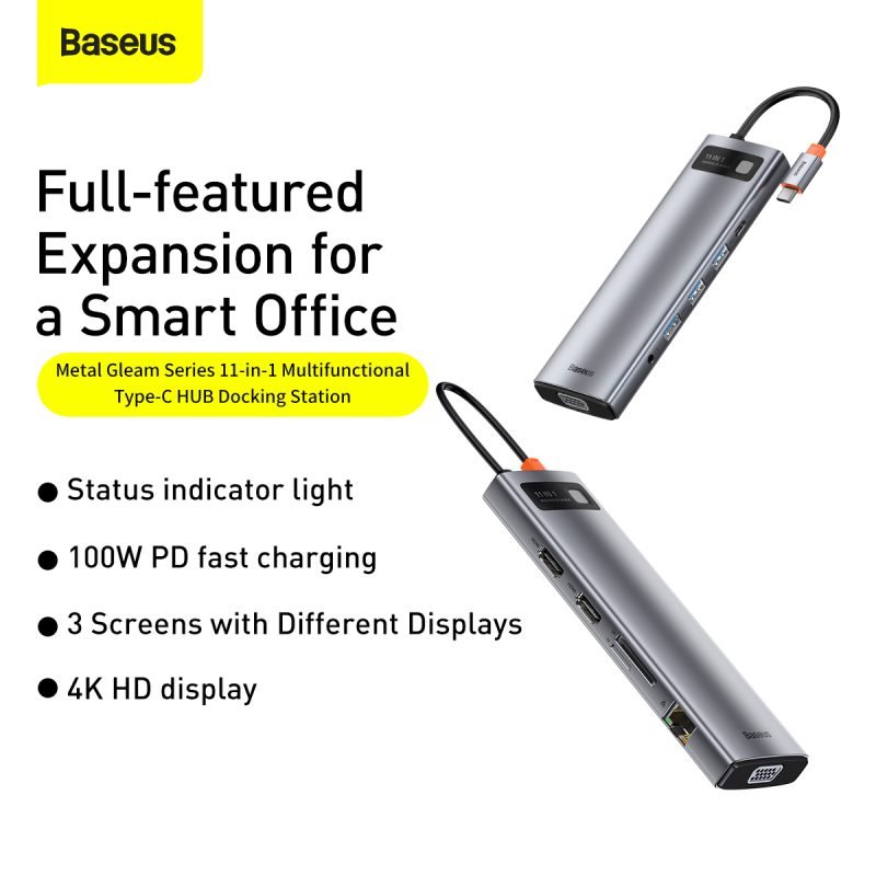 Baseus Metal Gleam Series 11 in 1 Type-C Multifunctional Hub - Baseus ...