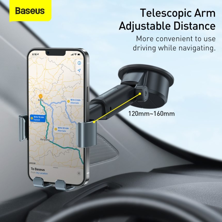 Baseus Tank Gravity Car Mount Holder With Suction Base Tarnish Black