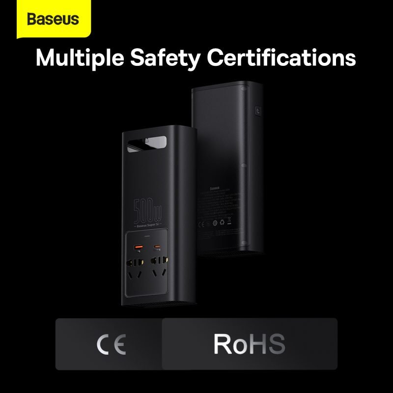 Baseus Super Si Power Inverter 500W (220V CN/EU ) Black - Baseus Pakistan