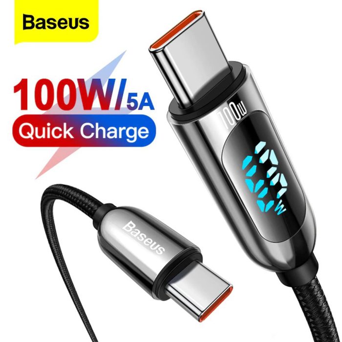 Baseus Digital Display Fast Charging Data Cable Type C To Type C 100W Pakistan