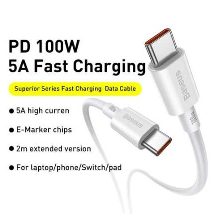 Baseus Superior 100W Fast Charging Type C To Type C Cable 2m White