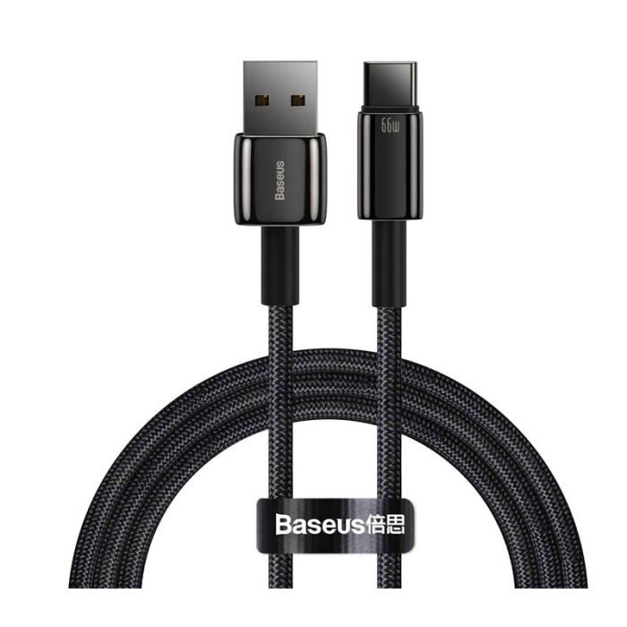 Baseus Tungsten Gold Fast Charging Data Cable USB to Type-C 66W 2m Black