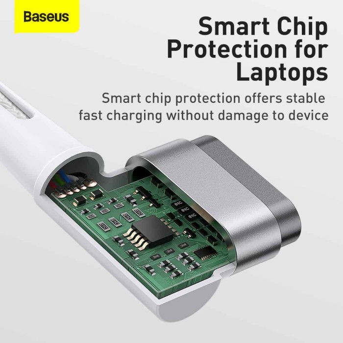 Baseus Zinc Magnetic Series iPhone Laptop Charging Cable Type C to L shaped Port 60W 2M White Pakistan