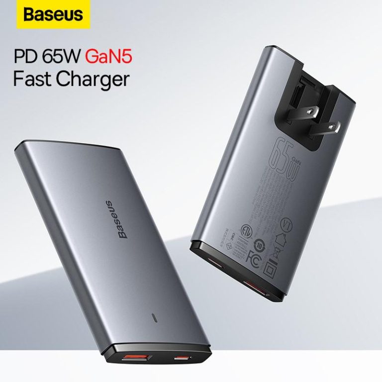 Baseus GaN5 Pro Ultra-Slim Fast Charger C+U 65W CN Gray - Baseus Pakistan