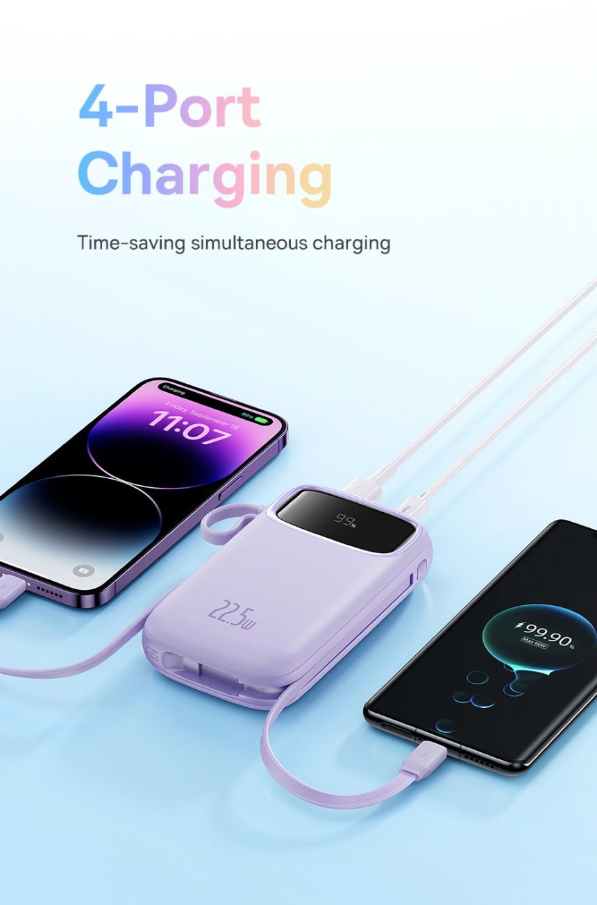 Baseus Qpow2 Dual-Cable Digital Display Fast Charge Power Bank 20000mAh ...
