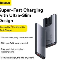 Baseus GaN5 Pro Ultra-Slim Fast Charger C+U 65W