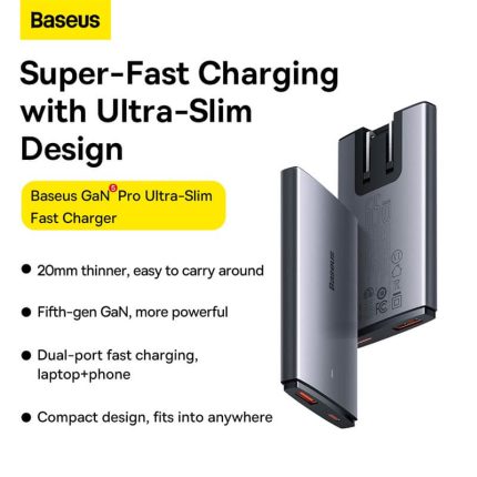 Baseus GaN5 Pro Ultra-Slim Fast Charger C+U 65W