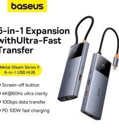 Baseus Metal Gleam Series II 6-in-1 USB HUB