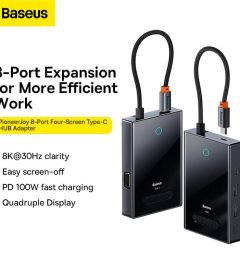 Baseus PioneerJoy 8-Port Four-Screen Type-C HUB Adapter