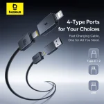 Baseus Versatile Two-for-Two Fast Charging Cable U+C to C+L 60W - Image 2