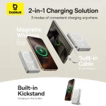Baseus Nomos Qi2 3-in-1 Magnetic Power Bank 10000mAh 45W - Image 2