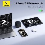 Baseus Super GaN Desktop Charger with Retractable Cable 3C+U 100W US - Image 3