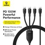 Baseus Flash Series 3 One-for-three Fast Charging Cable Type-C to C+C+L 100W