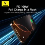 Baseus Lit Button-Control Fast Charging Data Cable USB-C to USB-C 100W - Image 2