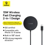 Baseus Simple Mini4 Magnetic Wireless Charging Stand Qi2 15W - Image 2