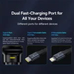 Baseus Enjoyment Pro Car Charger C+Retractable Type-C Cable 60W - Image 3