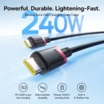 Baseus Dura Fast Charging Data Cable USB-C to USB-C 240W 1m - Image 2