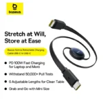 Baseus Nomos Retractable Charging Cable USB-C to USB-C 100W