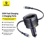Baseus Enjoyment Max Car Charger with Dual Retractable Cable 90W