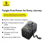 Baseus EnerCore CG11 Universal Travel Adapter with Retractable Cable 2AC+2U+2C 70W