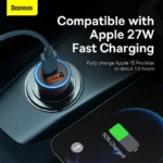 Baseus Golden Contactor Max Dual Fast Car Charger U+C 60W - Image 3