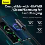 Baseus Golden Contactor Max Dual Fast Car Charger U+C 60W - Image 2