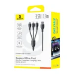 Baseus Ultra-Fast One-for-Three Fast Charging Cable USB-A to M+L+C 3.5A 1.3m - Image 3
