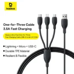 Baseus Ultra-Fast One-for-Three Fast Charging Cable USB-A to M+L+C 3.5A 1.3m